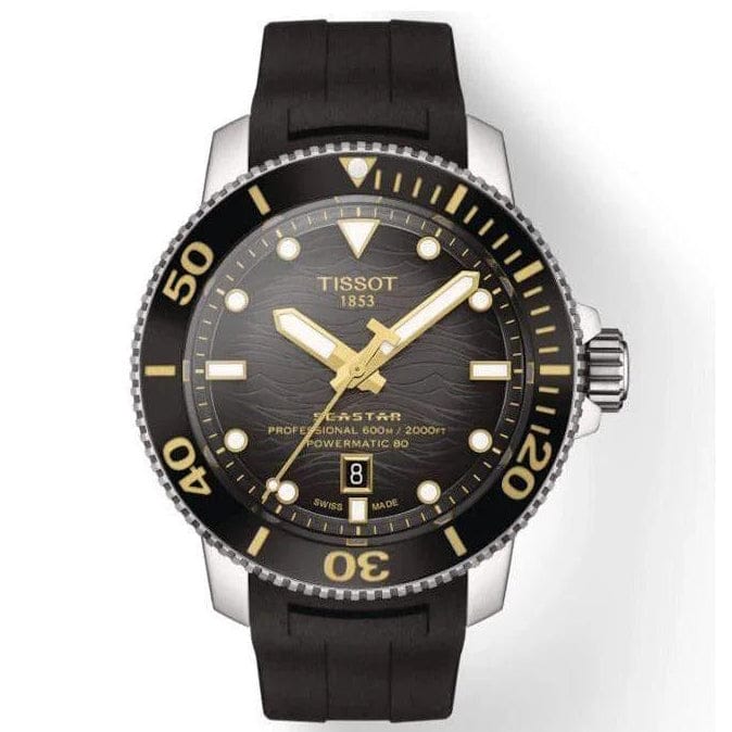 Tissot Seastar 2000 Professional Powermatic 80 Black Dial Black Rubber Strap Watch for Men - T120.607.17.441.01