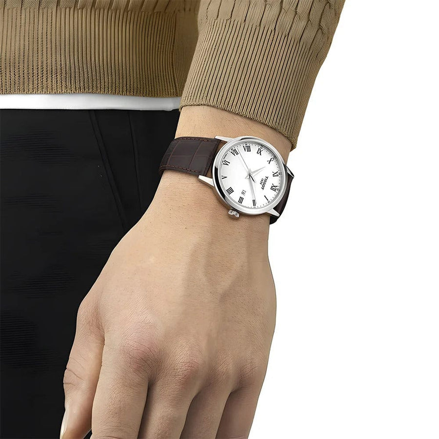 Tissot T Classic Dream Quartz White Dial Brown Leather Strap Watch for Men - T129.410.16.013.00