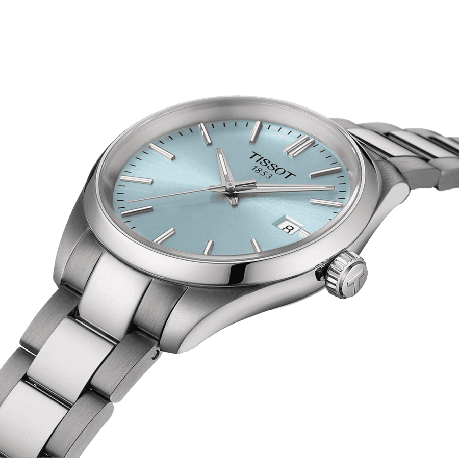 Tissot PR 100 Ice Blue Dial Silver Steel Strap Watch for Women - T150.210.11.351.00