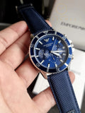 Emporio Armani World Explorer Chronograph Blue Dial Blue Nylon Strap Watch for Men - AR11588
