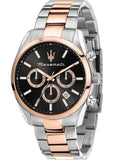Maserati Attrazione Chronograph Black Dial Two Tone Steel Strap Watch for Men - R8853151002