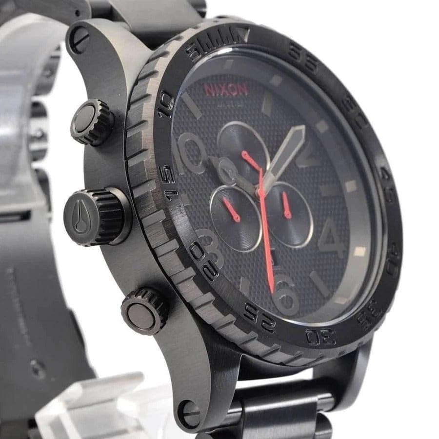 Nixon 51-30 Chronograph Black Dial Black Steel Strap Watch for Men - A083-2298