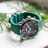 Hugo Boss Runner Chronograph Black Dial Green Silicone Strap Watch for Men - 1514246