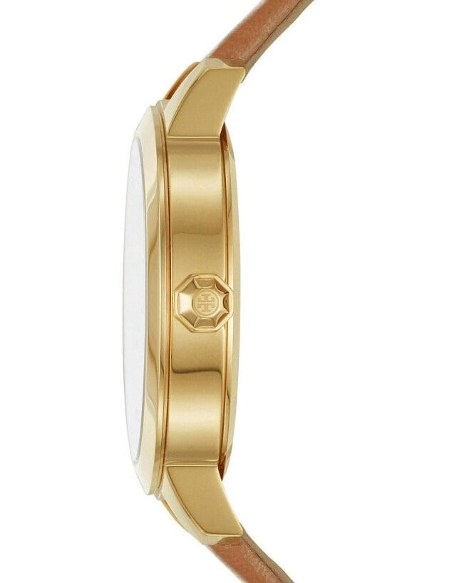 Tory Burch Collins Quartz White Dial Brown Leather Strap Watch for Women - TBW1202