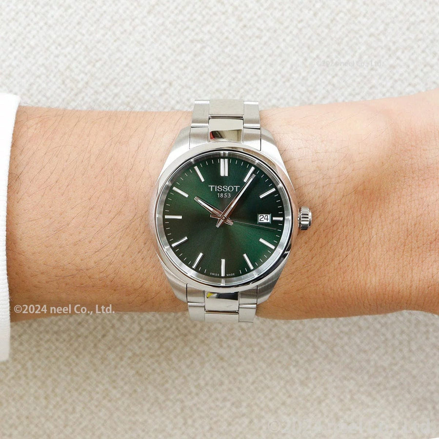 Tissot PR 100 Quartz Green Dial Silver Steel Strap Watch for Women - T150.210.11.091.00