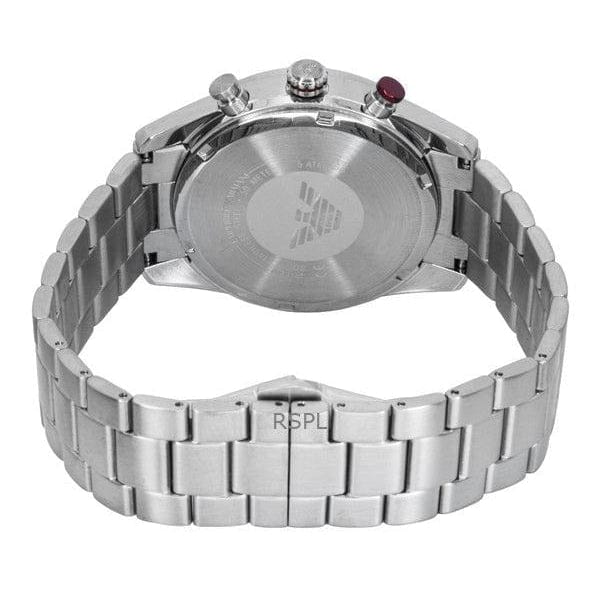 Emporio Armani Racer Chronograph White Dial Silver Steel Strap Watch for Men - AR11645