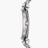 Emporio Armani Gianni T-Bar Pink Dial Silver Steel Strap Watch for Women - AR11686