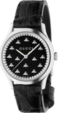 Gucci G Timeless Black Dial Black Leather Strap Watch for Women - YA1265055
