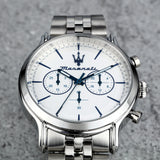 Maserati Epoca Chronograph White Dial Silver Steel Strap Watch for Men - R8873618034