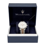 Maserati Tradizione Chronograph White Dial Two Tone Steel Strap Watch for Men - R8873646002