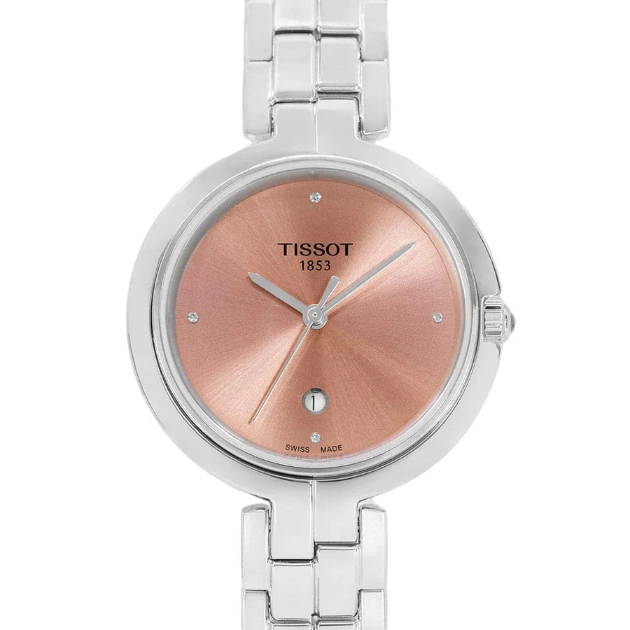 Tissot T-Lady Flamingo Diamonds Pink Dial Silver Steel Strap Watch for Women - T094.210.11.336.00