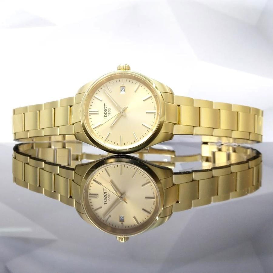 Tissot PR 100 Gold Dial Gold Steel Strap Watch for Women - T150.210.33.021.00