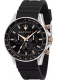 Maserati SFIDA Chronograph Black Dial Black Silicone Strap Watch for Men - R8871640005