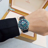 Citizen Mechanical Automatic Green Dial Brown Leather Strap Watch for Men - NJ0173-18X