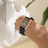 Emporio Armani Genni Silver Dial Black Leather Strap Watch for Women - AR11624