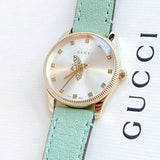 Gucci G Timeless Silver Dial Green Leather Strap Watch for Women - YA1265040