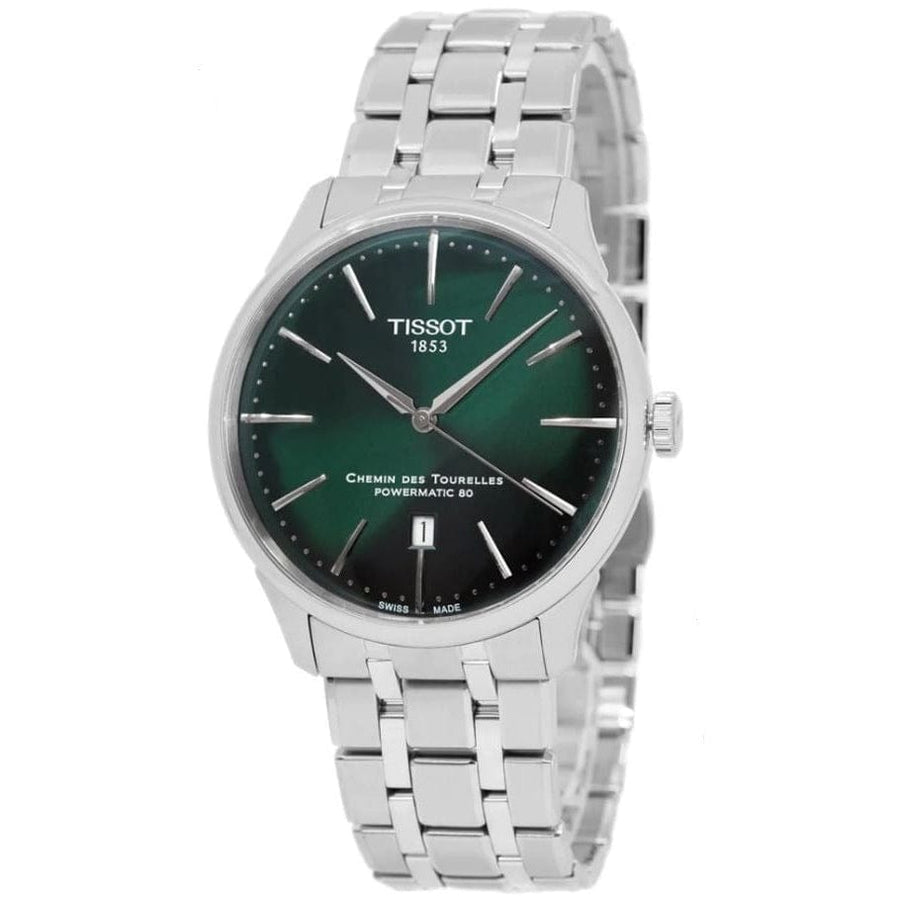 Tissot Chemin des Tourelles Powermatic 80 Green Dial Silver Steel Strap Watch for Men - T139.407.11.091.00