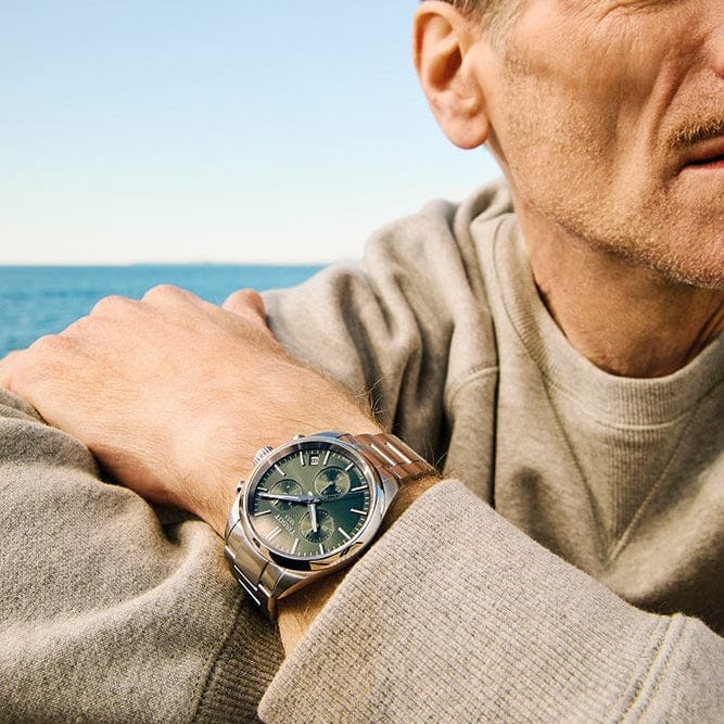 Tissot PR 100 Chronograph Green Dial Silver Steel Strap Watch for Men - T150.417.11.091.00