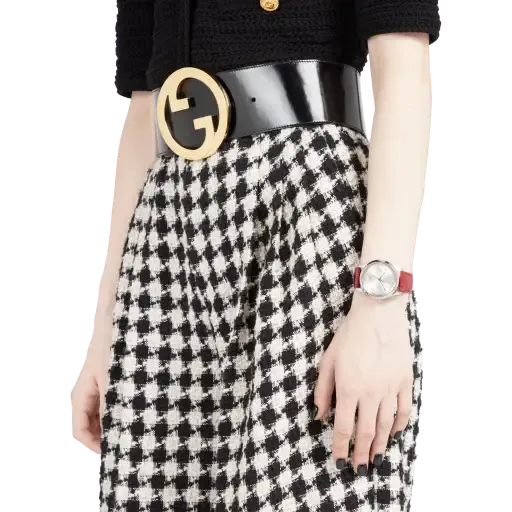 Gucci G Timeless Quartz Silver Dial Maroon Leather Strap Watch for Women - YA1265057
