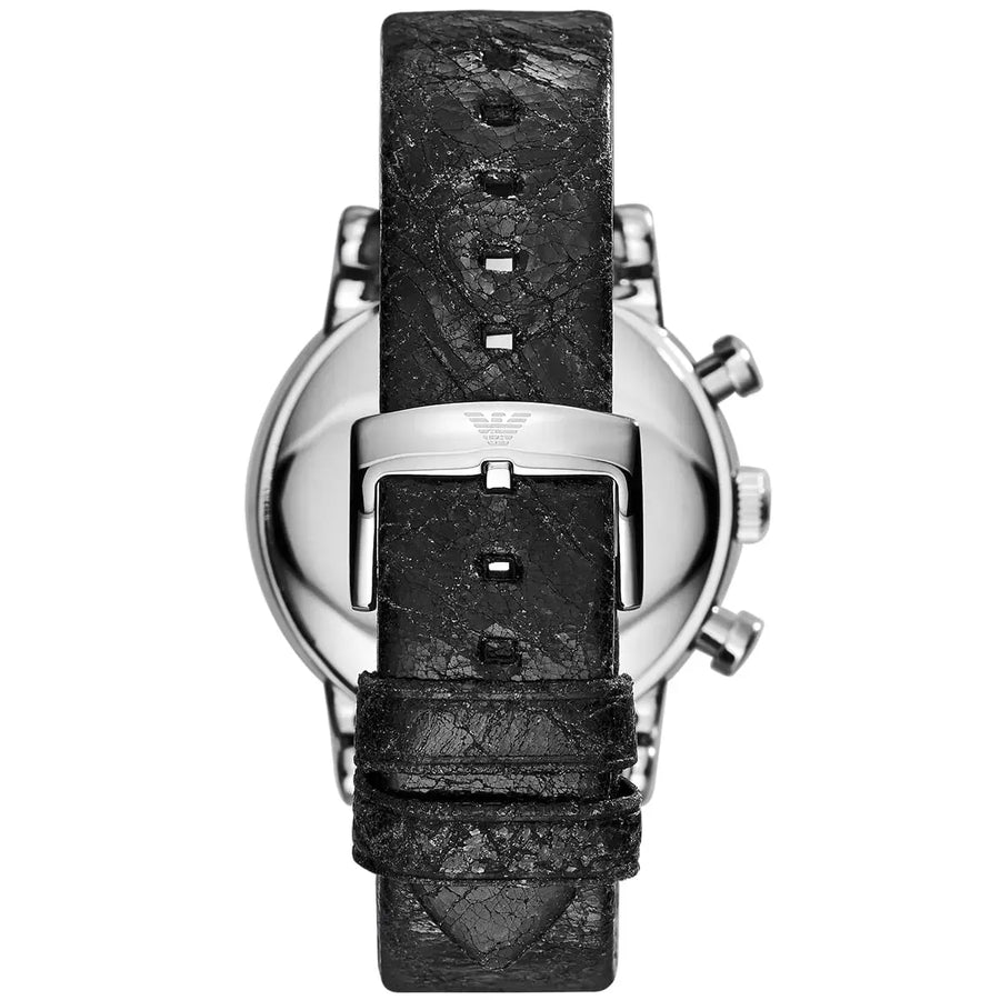 Emporio Armani Luigi Chronograph White Dial Black Leather Strap Watch for Men - AR1810