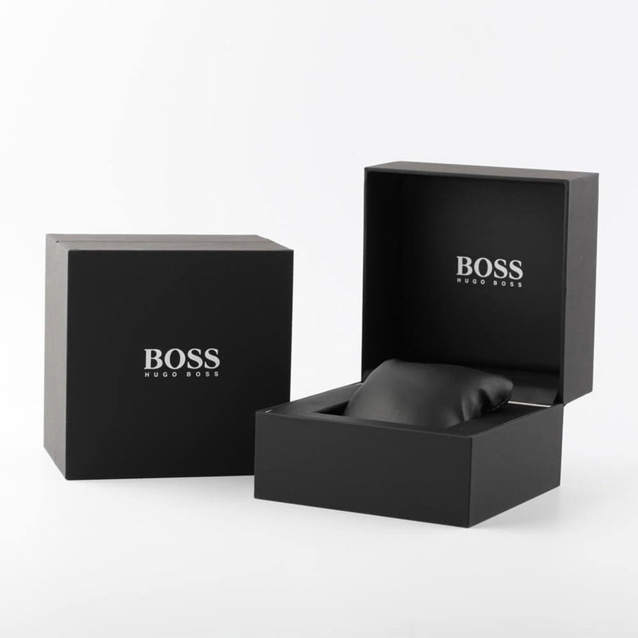 Hugo Boss Taper Chronograph Black Dial Black Steel Strap Watch for Men - 1514090
