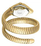Just Cavalli Ornato Snake White Dial Gold Steel Strap Watch for Women - JC1L303M0025