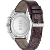 Hugo Boss Skytraveller Chronograph Blue Dial Brown Leather Strap Watch for Men - 1514194