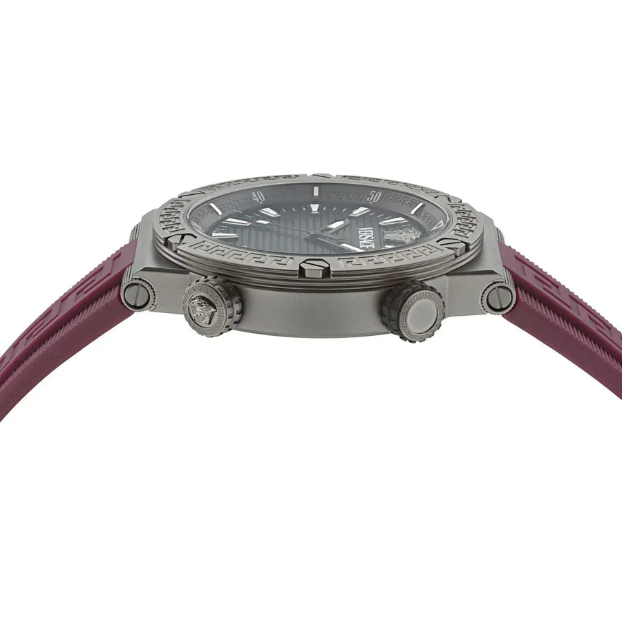 Versace Greca Logo Diver Quartz Black Dial Purple Rubber Strap Watch for Men - VE8G00224