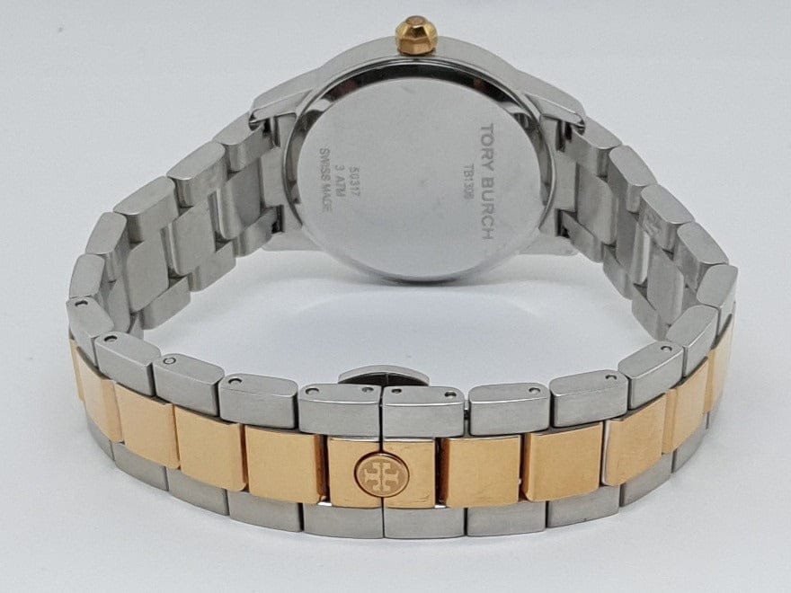 Tory Burch Collins White Dial Two Tone Steel Strap Watch for Women - TBW1305