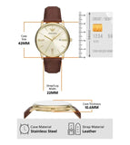 Emporio Armani Minimalist Quartz Gold Dial Brown Leather Strap Watch for Men - AR11610