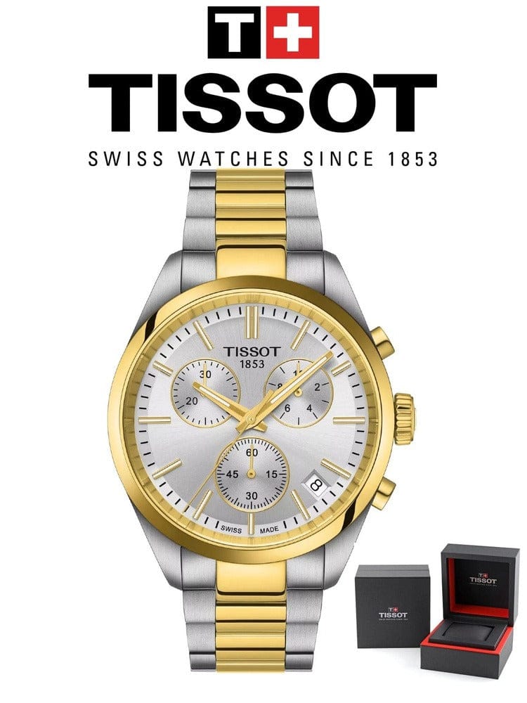 Tissot PR 100 Chronograph Silver Dial Two Tone Steel Strap Watch for Men - T150.417.22.031.00