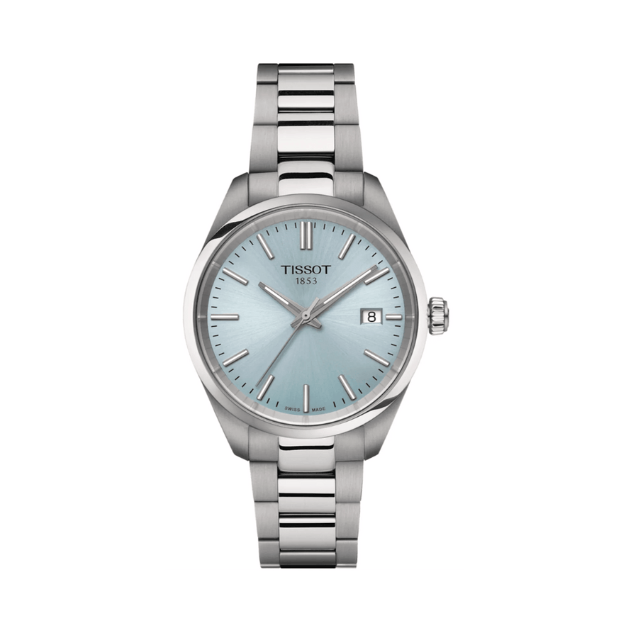 Tissot PR 100 Ice Blue Dial Silver Steel Strap Watch for Women - T150.210.11.351.00