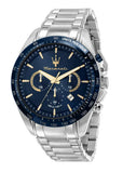 Maserati Traguardo Limited Edition Chronograph Blue Dial Silver Steel Strap Watch for Men - R8873612052