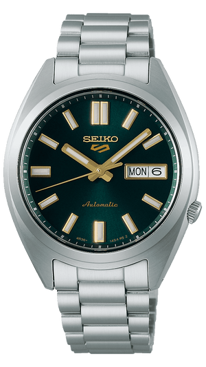 Seiko 5 Sports Automatic Green Dial Silver Steel Strap Watch for Men - SRPL57K1