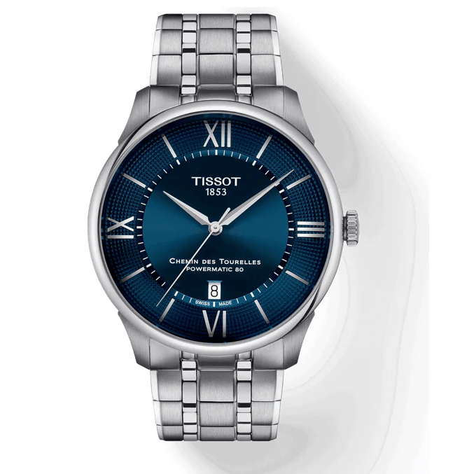Tissot Chemin Des Tourelles Powermatic 80 Blue Dial Silver Steel Strap Watch for Men - T139.407.11.048.00