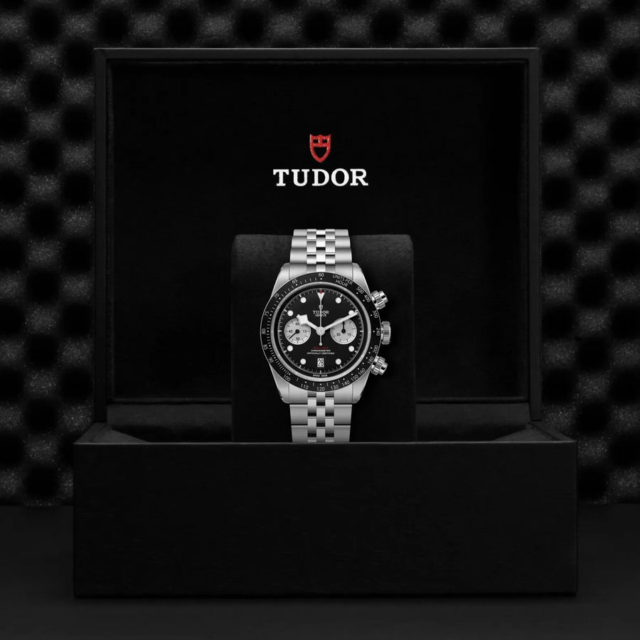 Tudor Black Bay Chrono Black Dial Silver Steel Strap Watch for Men - M79360N-0013