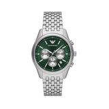 Emporio Armani Antonio Chronograph Green Dial Silver Steel Strap Watch for Men - AR11581