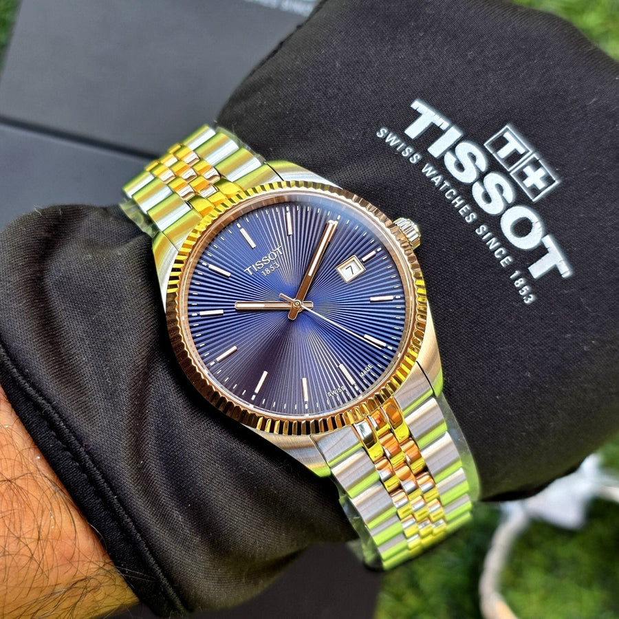 Tissot Ballade Quartz Blue Dial Two Tone Steel Strap Watch for Men - T156.410.22.041.00