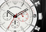 Emporio Armani Sportivo Chronograph White Dial White Rubber Strap Watch for Men - AR5947