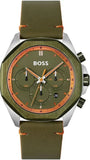 Hugo Boss Cloud Chronograph Olive Green Dial Green Leather Strap Watch for Men - 1514018