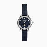 Emporio Armani Mia Moonphase Blue Dial Blue Leather Strap Watch for Women - AR11629