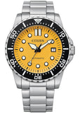 Citizen Mechanical Automatic Yellow Dial Silver Steel Strap Watch for Men - NJ0170-83Z