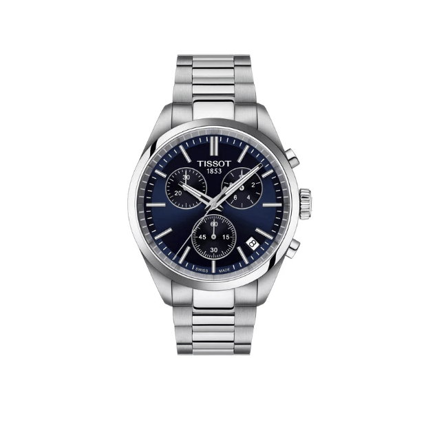 Tissot PR 100 Chronograph Blue Dial Silver Steel Strap Watch for Men - T150.417.11.041.00