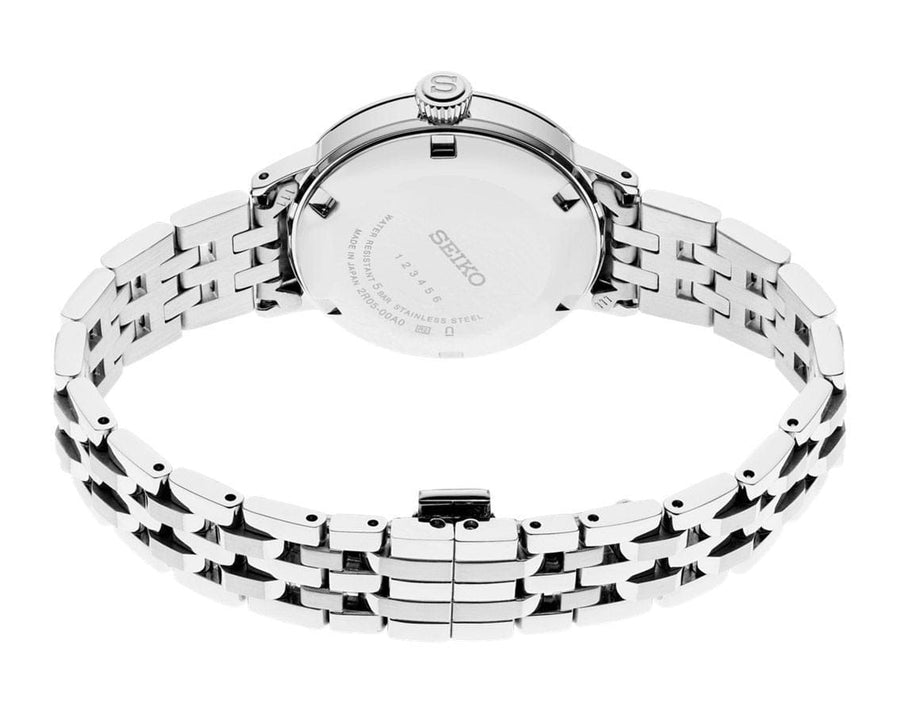 Seiko Presage Cocktail Time Automatic Diamonds White Dial Silver Steel Strap Watch for Women - SRE017J1