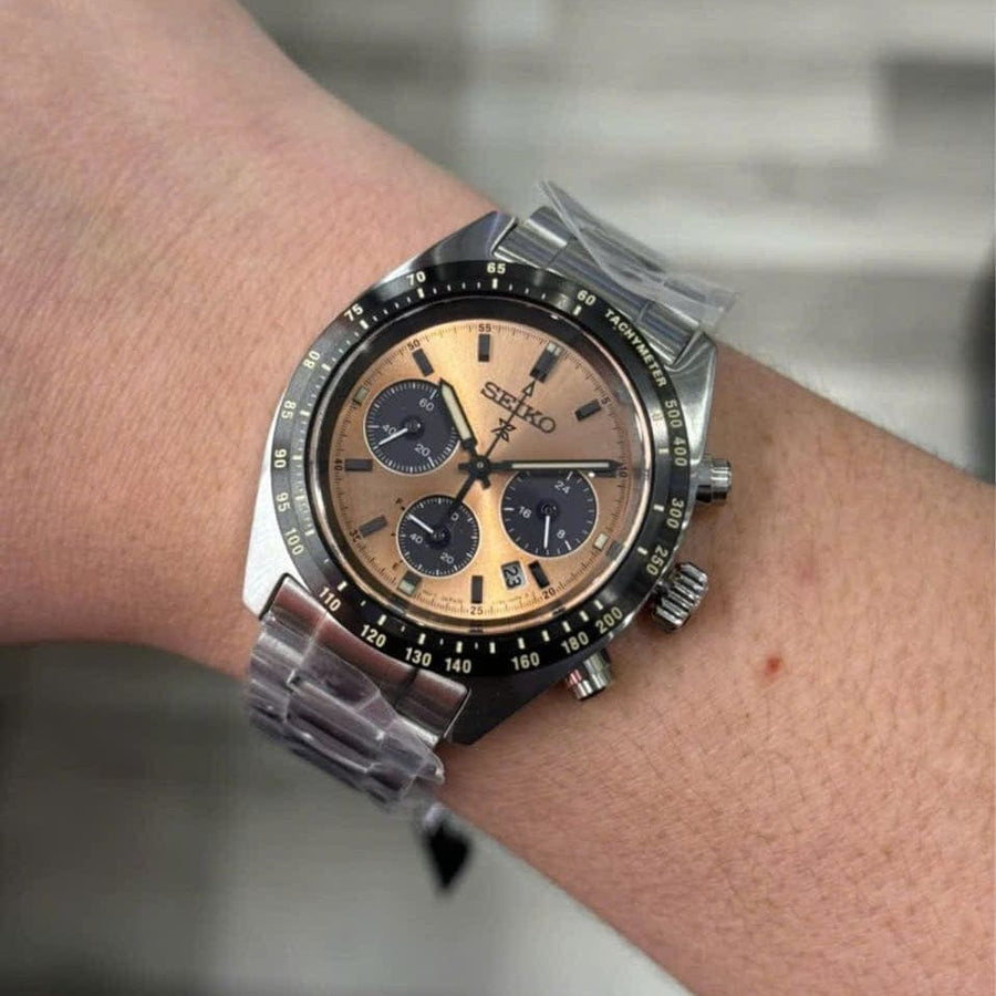 Seiko Solar Prospex Diver Speedtimer Chronograph Limited Edition Brown Dial Silver Steel Strap Watch for Men - SSC951