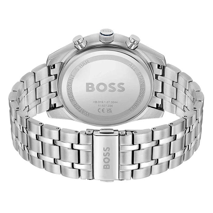 Hugo Boss Skytraveller Chronograph Blue Dial Silver Steel Strap Watch for Men - 1514216