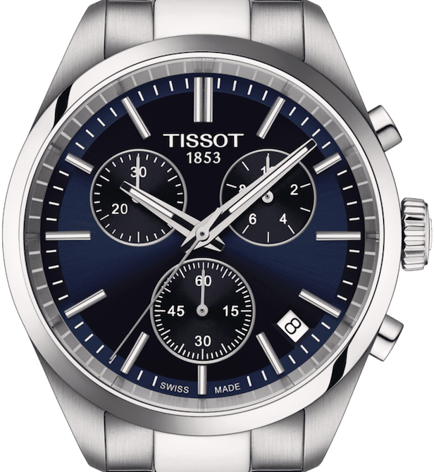 Tissot PR 100 Chronograph Blue Dial Silver Steel Strap Watch for Men - T150.417.11.041.00