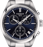 Tissot PR 100 Chronograph Blue Dial Silver Steel Strap Watch for Men - T150.417.11.041.00