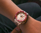 Seiko 5 Sports 55th Anniversary Limited Edition Rose Gold Dial Rose Gold Steel Strap Watch for Men - SRPK08K1