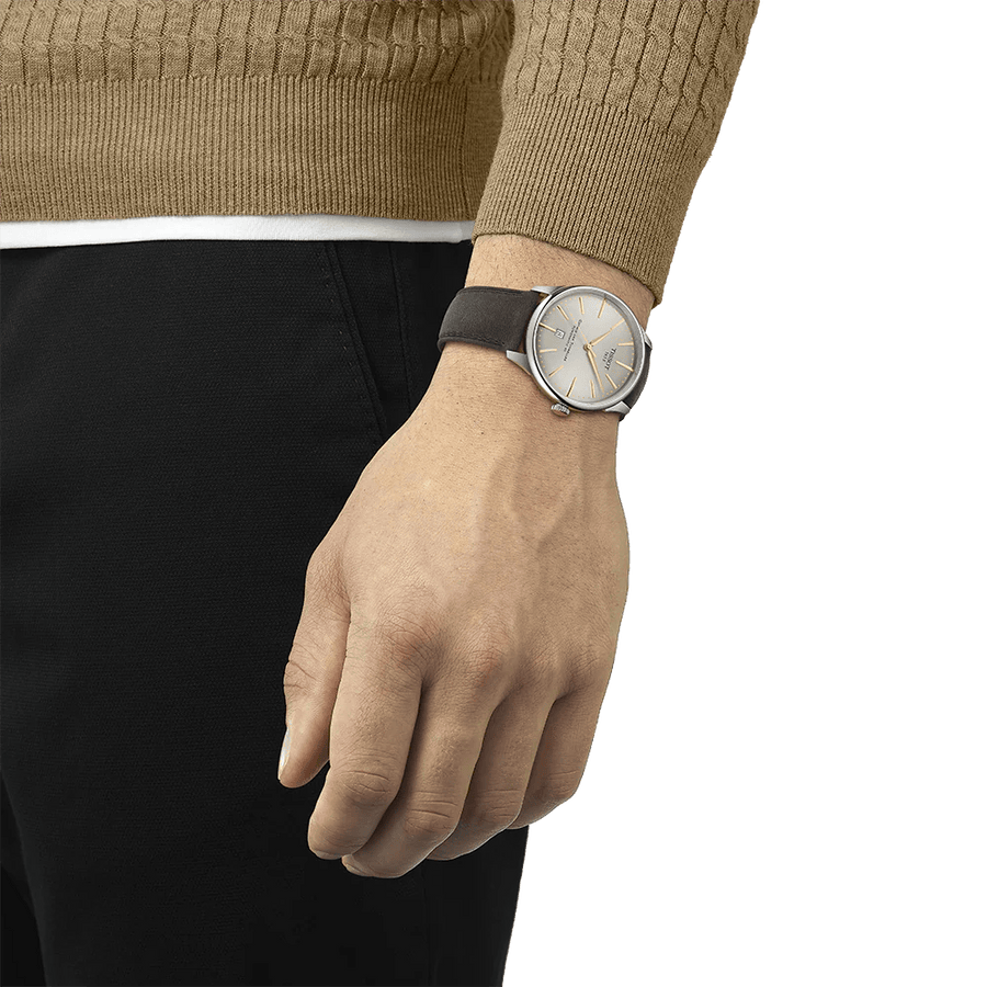 Tissot Chemin des Tourelles Automatic Powermatic 80 Ivory Dial Green Leather Strap Watch for Men - T139.407.16.261.00